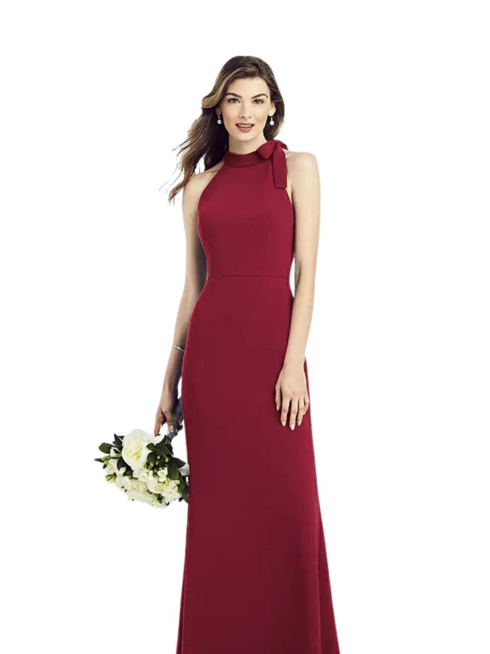After Six Crepe Halter Gown Cabernet Women's - Size 16R